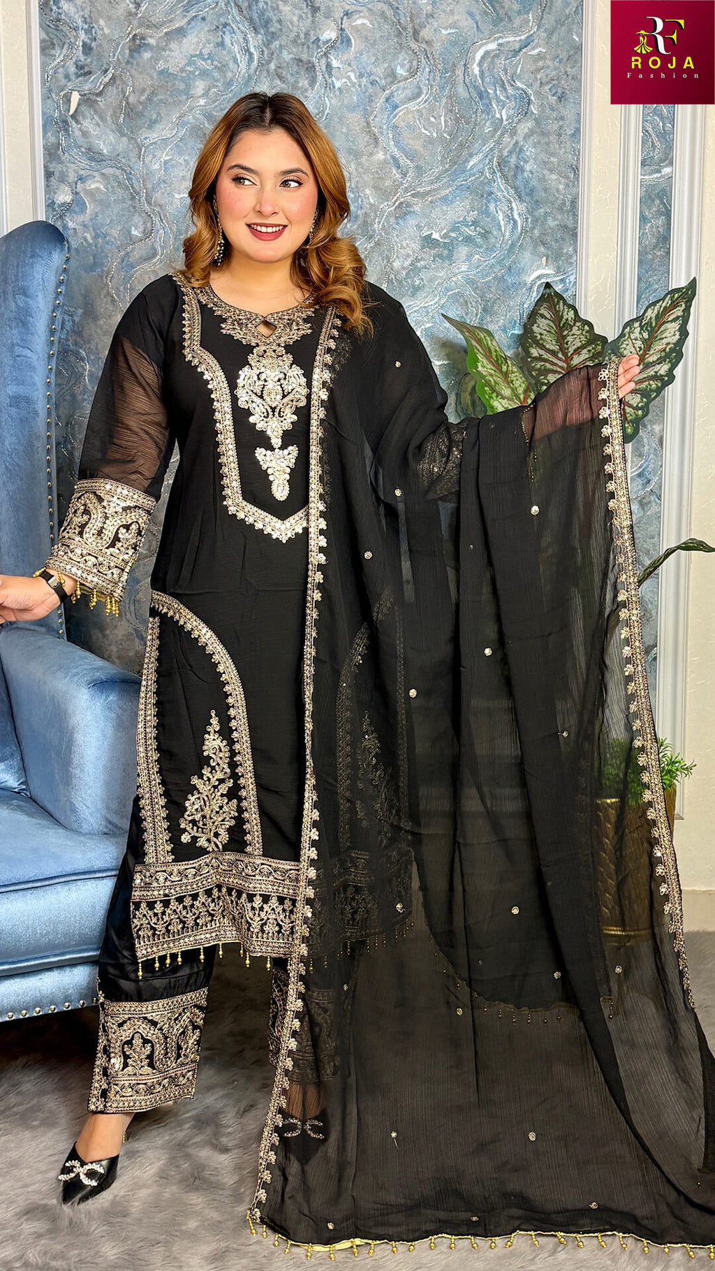 প্রিমিয়াম কোয়ালিটির পাকিস্তানি ইন্সপায়ার্ড ড্রেস Black