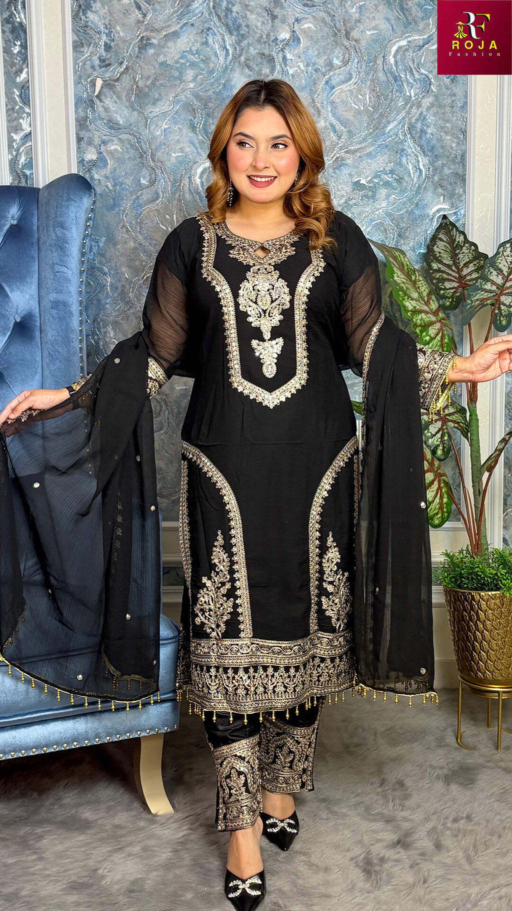 প্রিমিয়াম কোয়ালিটির পাকিস্তানি ইন্সপায়ার্ড ড্রেস Black