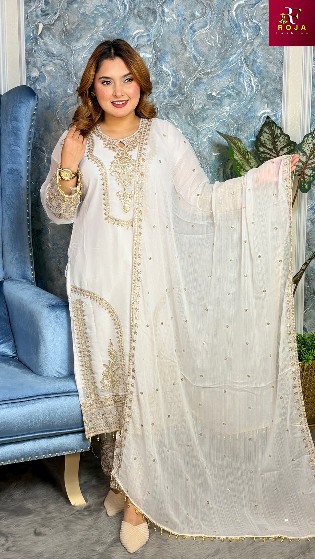 প্রিমিয়াম কোয়ালিটির পাকিস্তানি ইন্সপায়ার্ড ড্রেস White