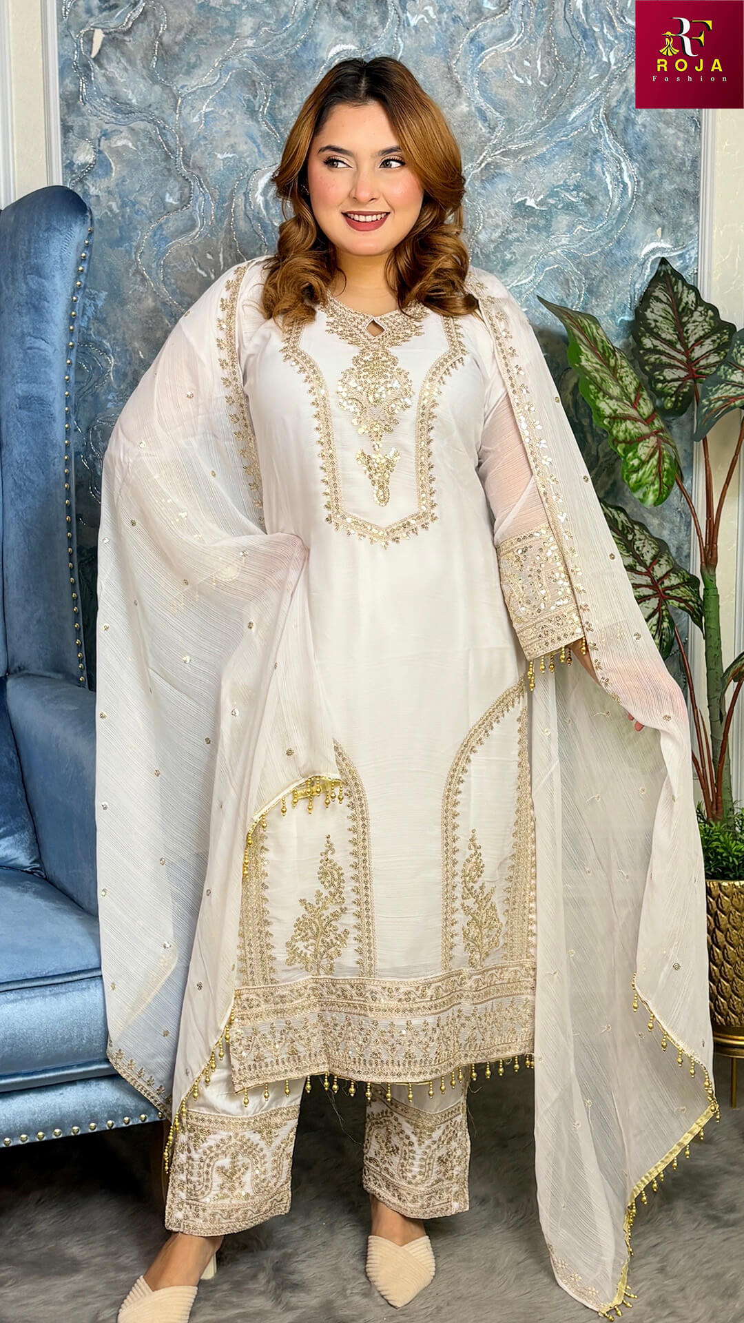 প্রিমিয়াম কোয়ালিটির পাকিস্তানি ইন্সপায়ার্ড ড্রেস White