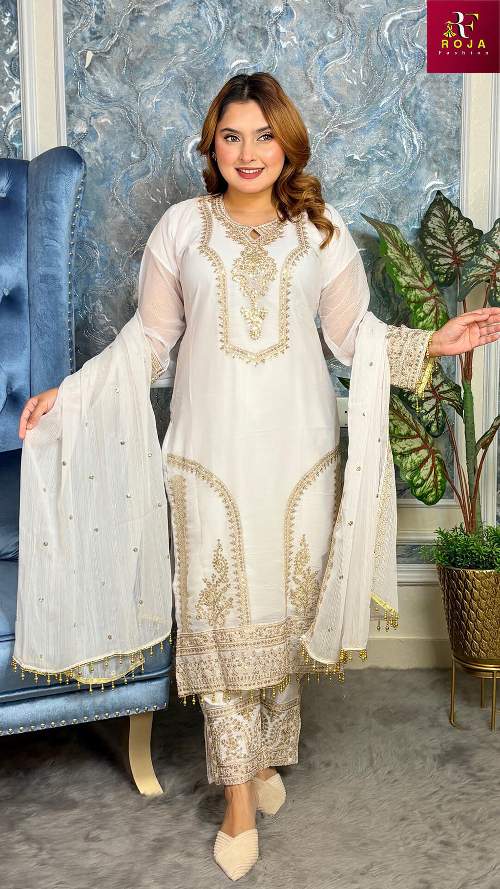 প্রিমিয়াম কোয়ালিটির পাকিস্তানি ইন্সপায়ার্ড ড্রেস White